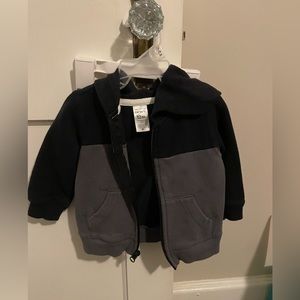 Carter’s baby 12 months zip up hooded sweatshirt grey and back